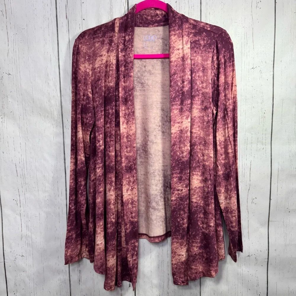 LOGO Layers by Lori Goldstein Pink Tie Dye Open Front Cardigan Size M Cozy Drape